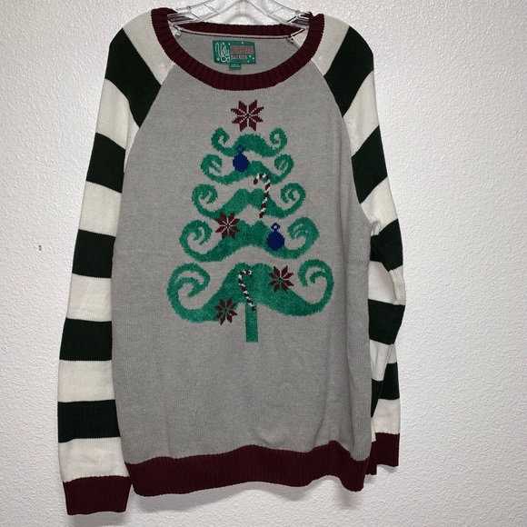 Ugly Christmas Sweater Sweaters - Mustache ugly Christmas sweater